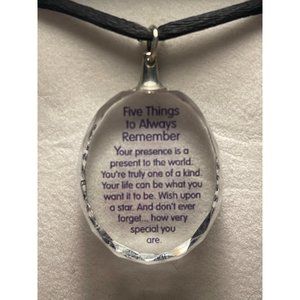 Blue Mountain Crystal Necklace Positive Affirmation NIB Vintage